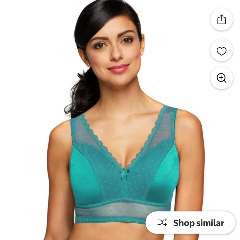 Rhonda shear Teal small Lace Trim Bralette - Picture 2 of 9
